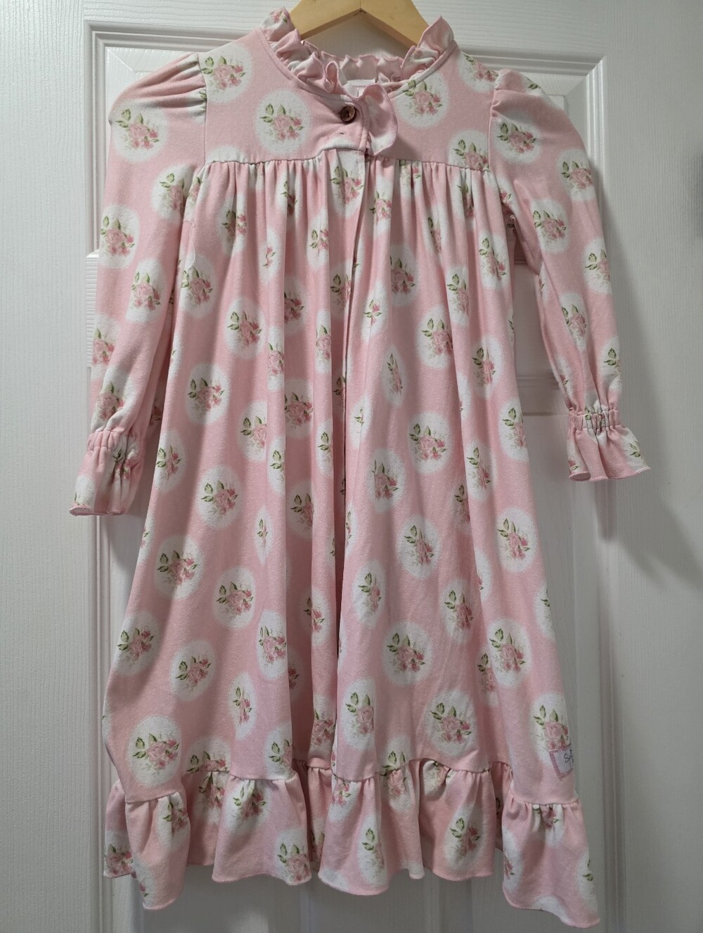 Sweet Honey Girls' Pink Floral Ruffle-Trim Nightgown, Size 4T